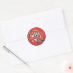 Tom Jerry Lighting Firecrackers Classic Round Sticker