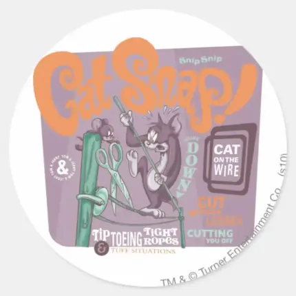 Tom And Jerry Cat Snap Classic Round Sticker