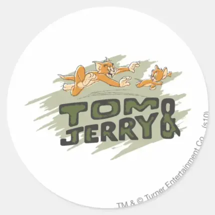 Tom And Jerry Chase Logo Classic Round Sticker