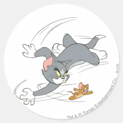 Tom And Jerry Chase Turn Classic Round Sticker