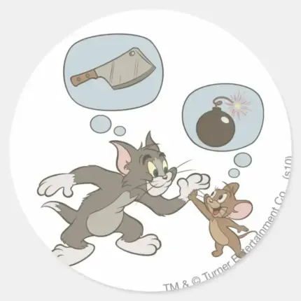Tom And Jerry Evil Thoughts Classic Round Sticker