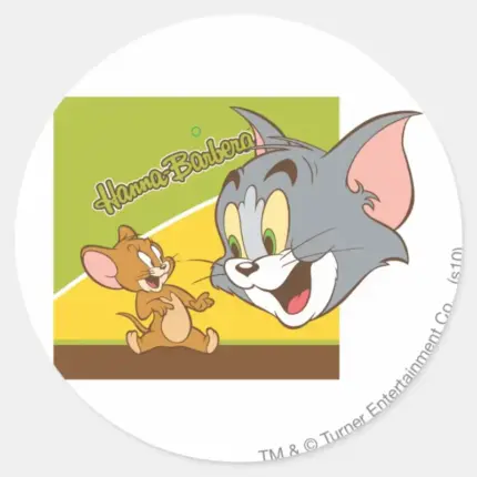 Tom And Jerry Hanna Barbera Logo Classic Round Sticker