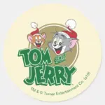 Tom And Jerry Holiday Logo Classic Round Sticker