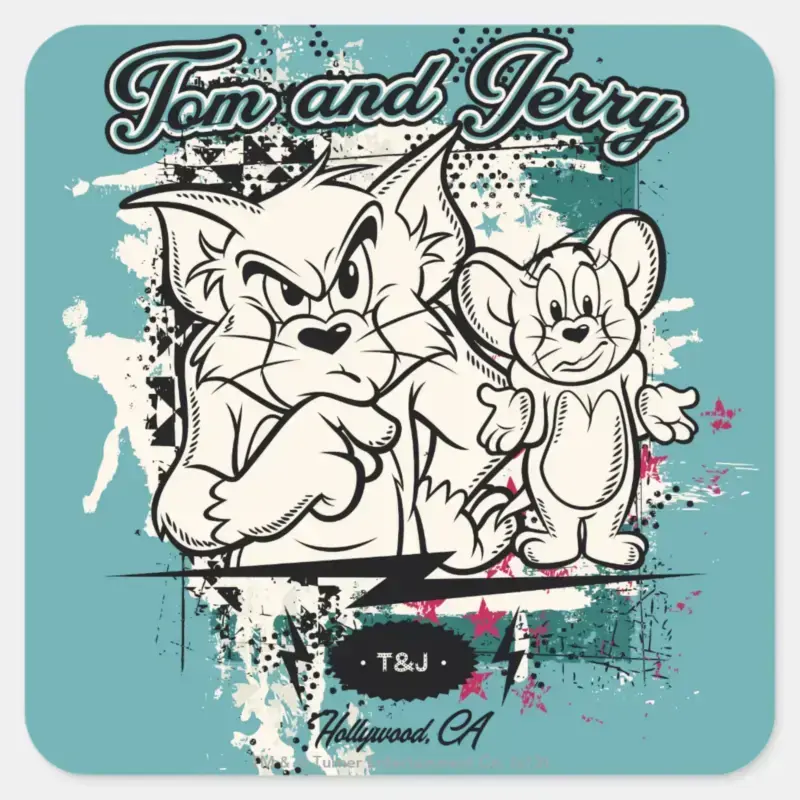 Tom And Jerry Hollywood CA Square Sticker