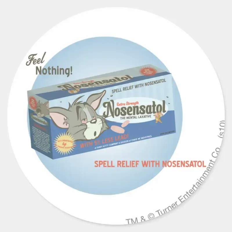 Tom And Jerry Nosensatol 2 Classic Round Sticker