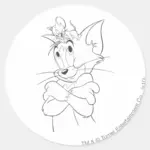 Tom And Jerry On Head Classic Round Sticker