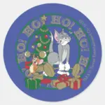 Tom And Jerry Opening Presents Classic Round Sticker