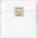 Tom And Jerry Pink And Green Square Sticker