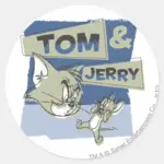 Tom And Jerry Scaredey Mouse Classic Round Sticker
