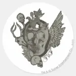 Tom And Jerry Skull Classic Round Sticker