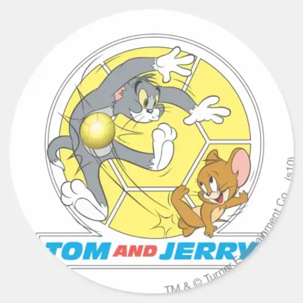 Tom And Jerry Soccer Football 8 Classic Round Sticker