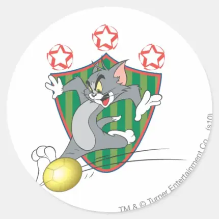 Tom And Jerry Soccer Football 9 Classic Round Sticker
