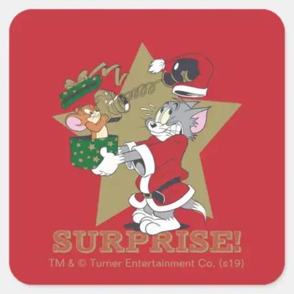 Tom And Jerry Surprise Gift Square Sticker