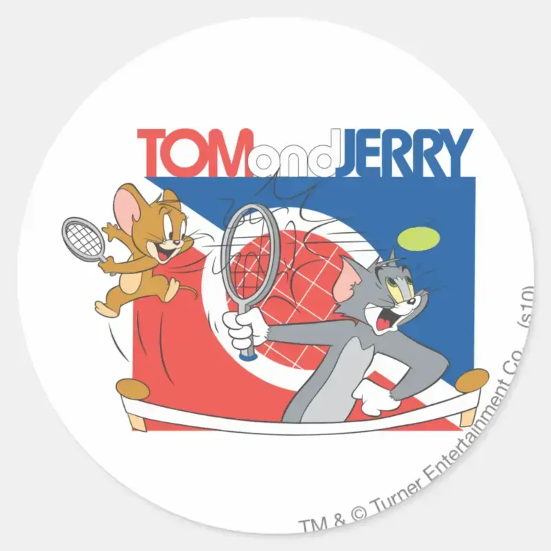 Tom And Jerry Tennis Stars 4 Classic Round Sticker