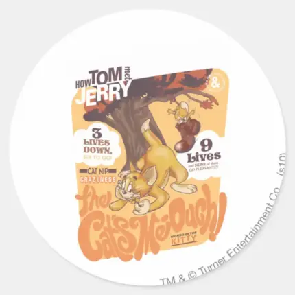 Tom And Jerry The Cats Me Ouch Classic Round Sticker
