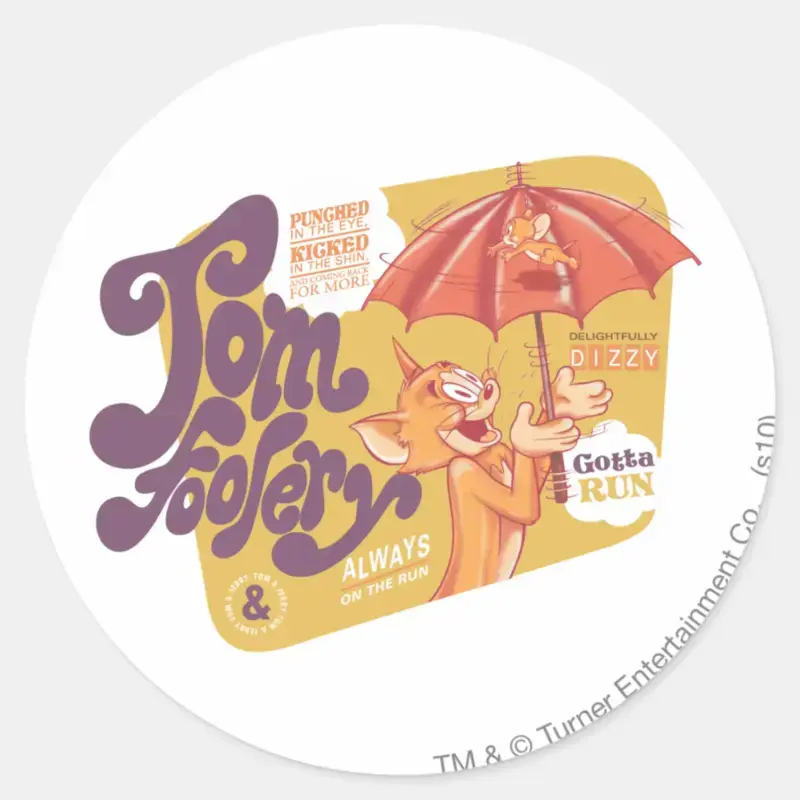 Tom And Jerry Tom Foolery Classic Round Sticker