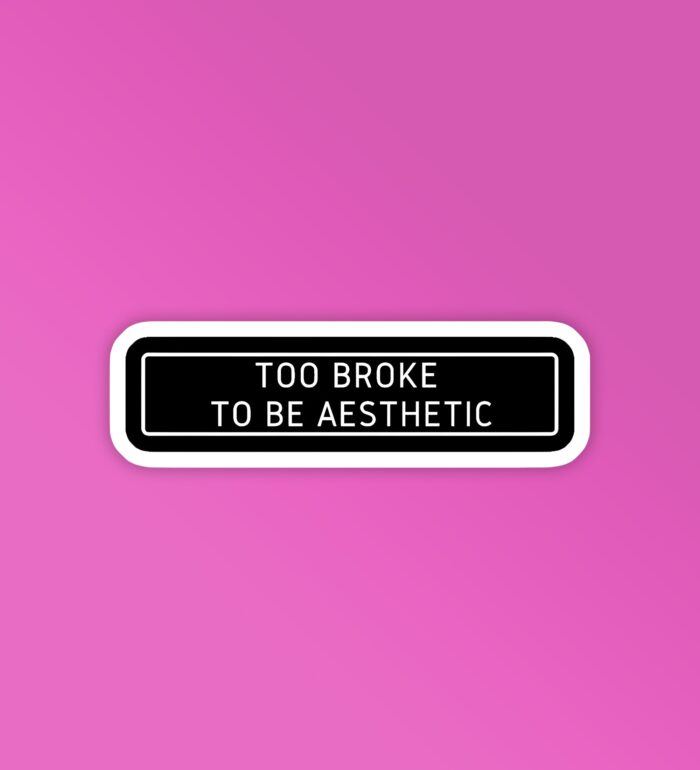 Too Broke To Be Aesthetic Laptop   Mobile Stickers