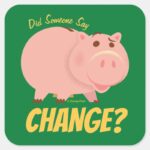 Toy Story 4 Hamm Illustration Square Sticker