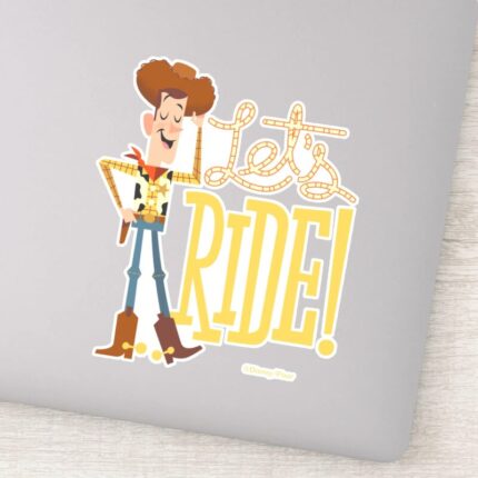 Toy Story 4 Woody Illustration Lets Ride Sticker