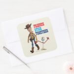 Toy Story 4 Woody Forky Walking Together Square Sticker
