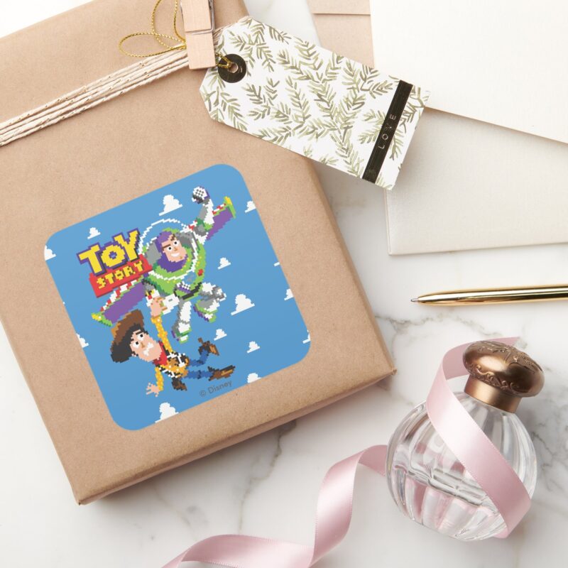 Toy Story 8Bit Woody And Buzz Lightyear Square Sticker