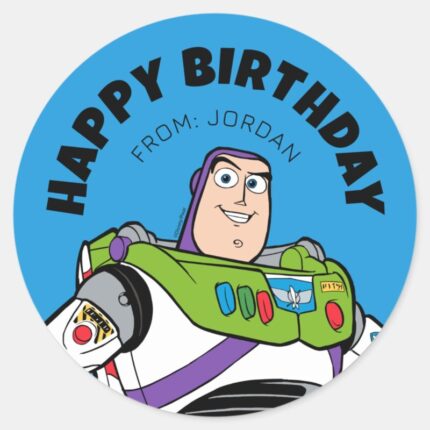 Toy Story Buzz Lightyear Happy Birthday Classic Round Sticker