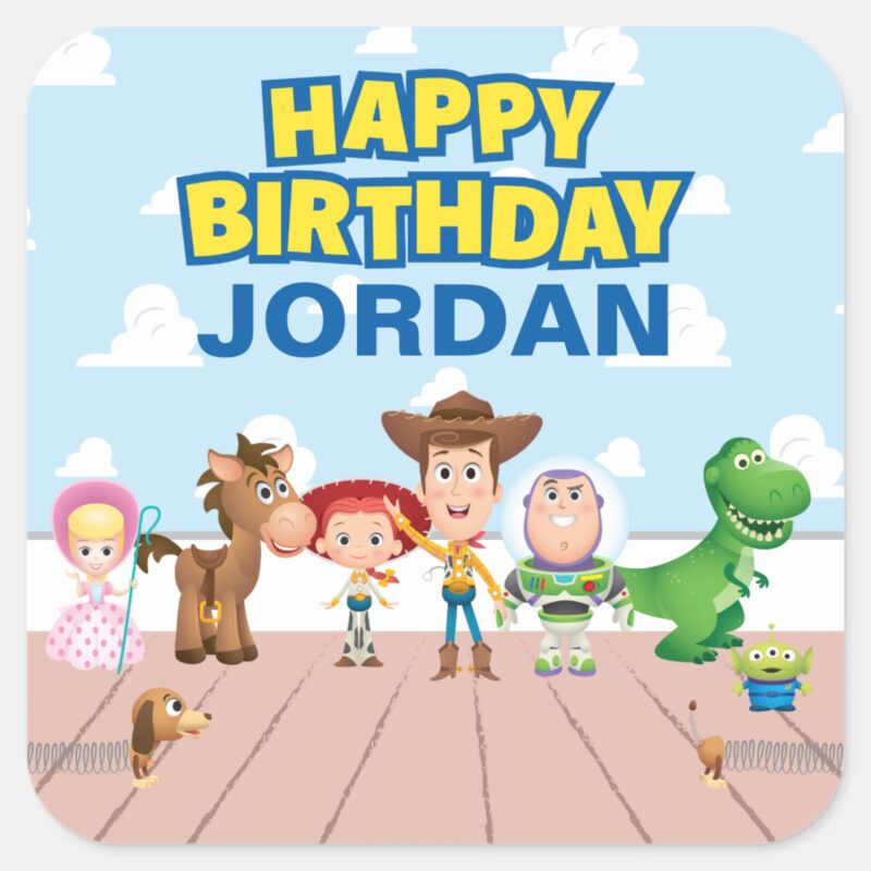 Toy Story Character Birthday Square Sticker