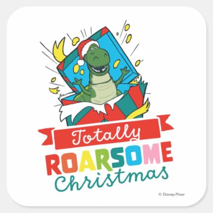 Toy Story Rex Totally Roarsome Christmas Square Sticker