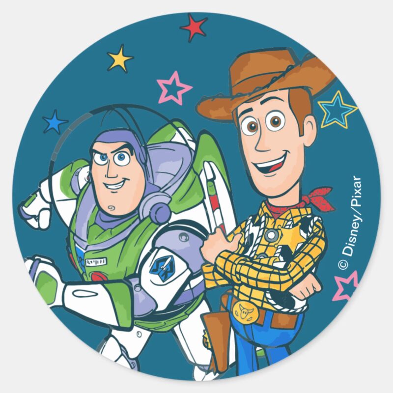 Toy Story Buzz Woody Classic Round Sticker