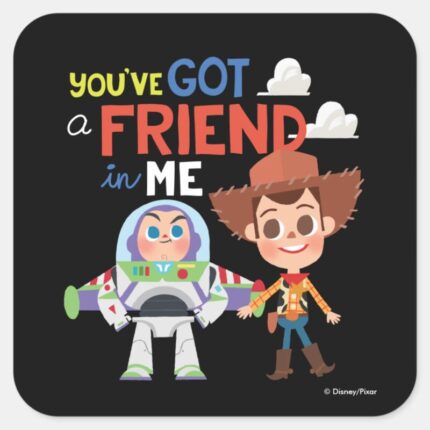Toy Story Buzz And Woody Cartoon Square Sticker