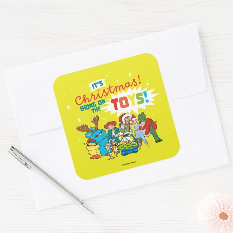 Toy Story Its Christmas Bring On The Toys Square Sticker