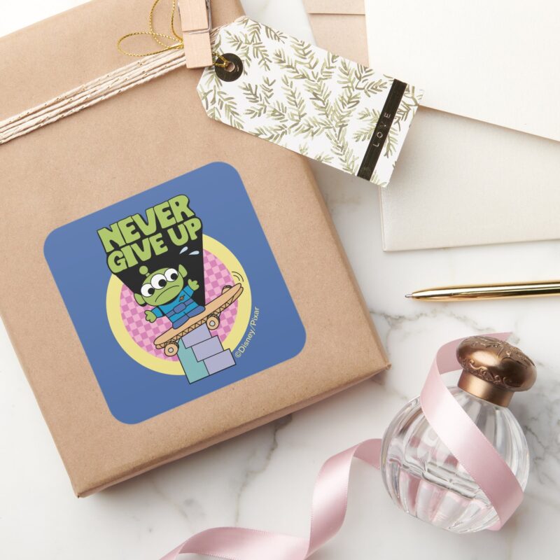 Toy Story Little Green Men Never Give Up Square Sticker