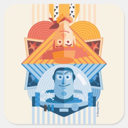 Toy Story Woody Buzz Reversible Graphic Square Sticker