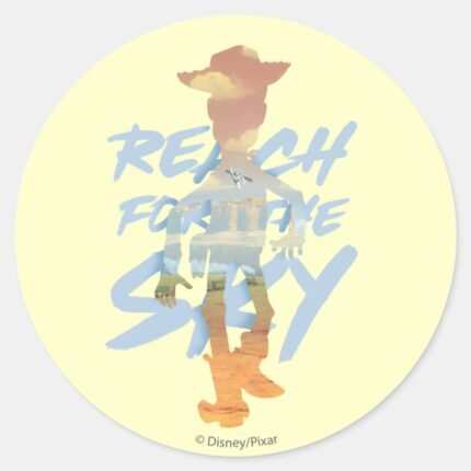 Toy Story Reach For The Sky Woody Buzz Art Classic Round Sticker