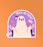 Trick Or Treat Halloween Sticker Laptop   Mobile Sticker