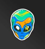 Trippy Alien Head Sticker