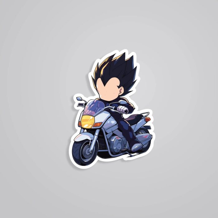 Vegeta Chibi On Bike Anime Stickers