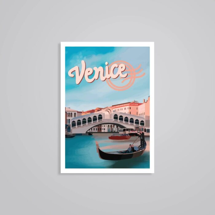 Venice Gondola And Canal Views Post Stamp Travels Stickers