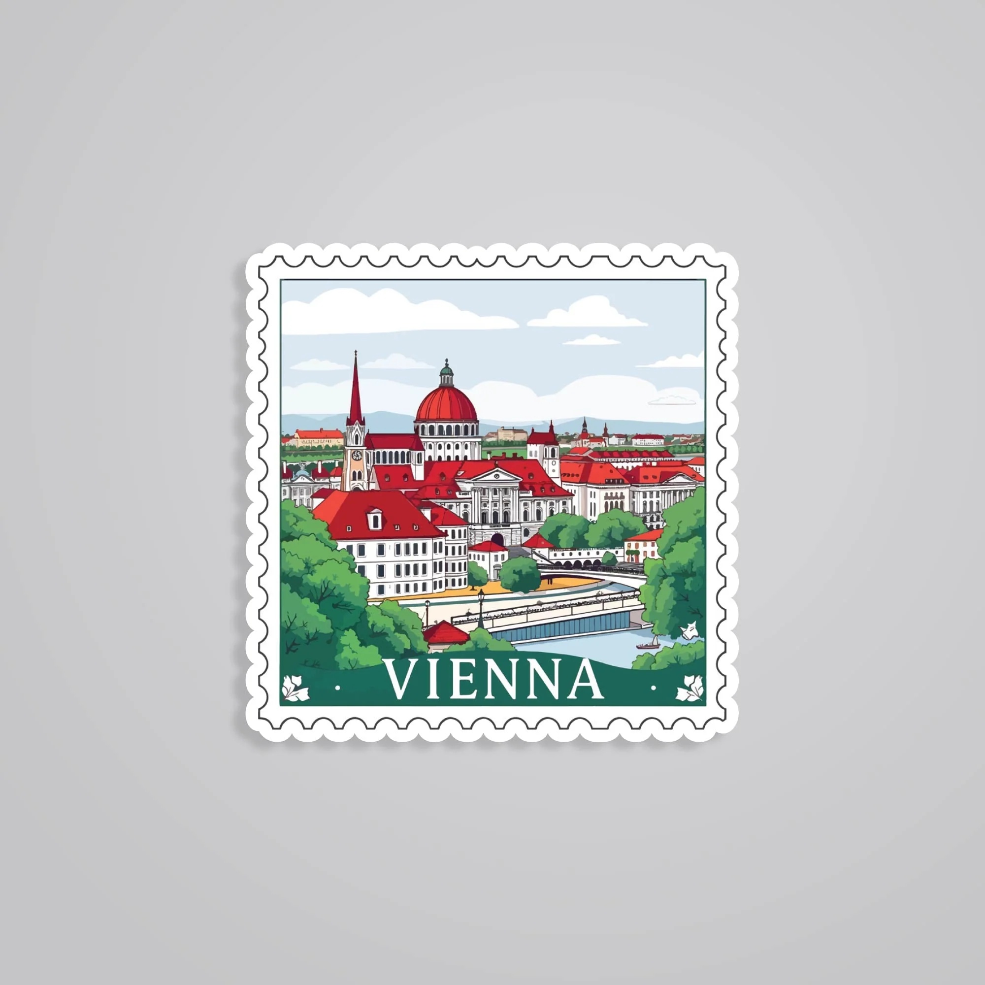 Vienna Historic Cityscape Post Stamp Travels Stickers