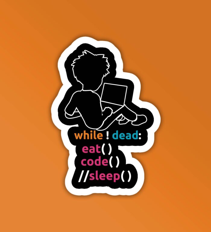 While Dead Programmer Coding Sticker