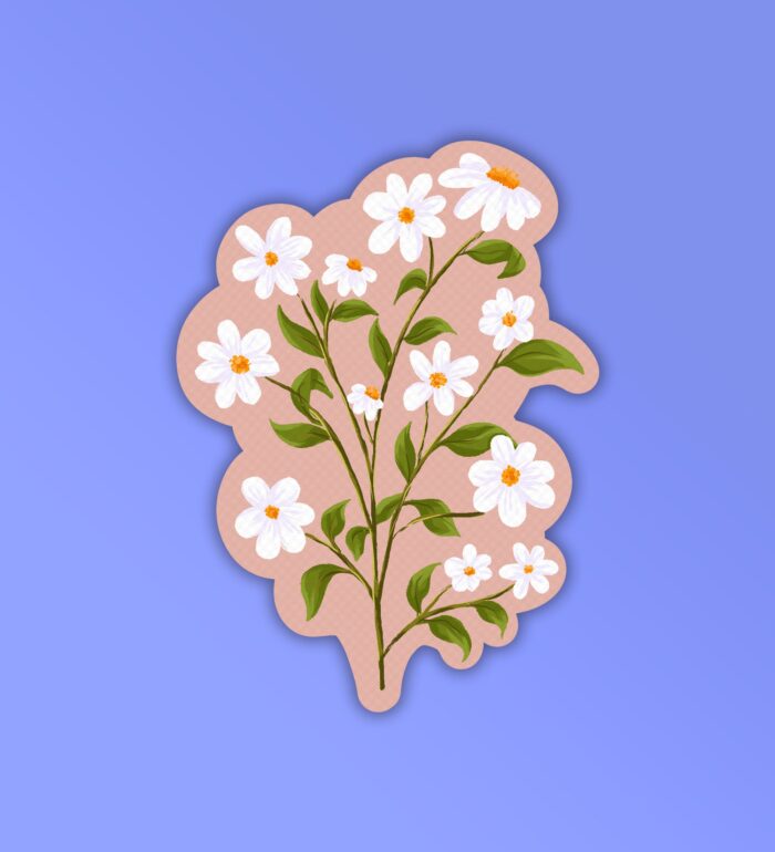 White Flowers Laptop Mobile Stickers