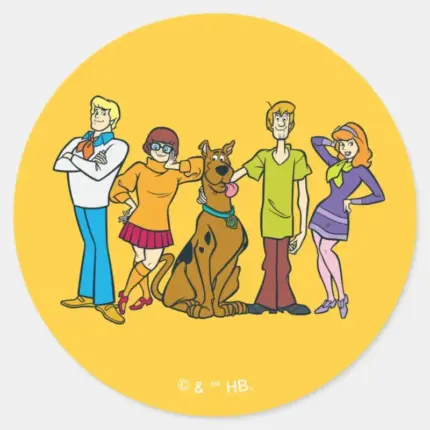 Whole Gang 14 Mystery Inc Classic Round Sticker