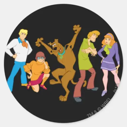Whole Gang 16 Mystery Inc Classic Round Sticker