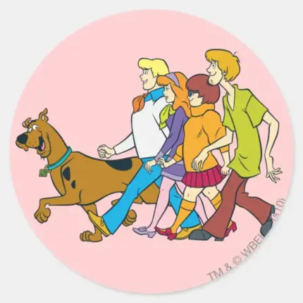 Whole Gang 18 Mystery Inc Classic Round Sticker