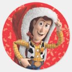 Woody In Santa Hat Classic Round Sticker