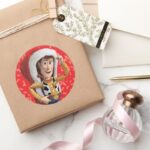 Woody In Santa Hat Classic Round Sticker