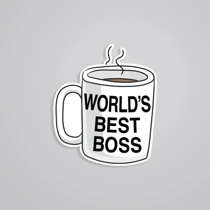 Worlds Best Boss Cup TV Shows Stickers
