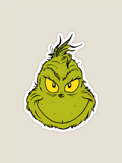 Classic Mean Dr. Seuss Grinch Face – Holiday Mischief Sticker