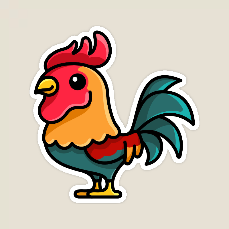 Colorful Farmyard Rooster Sticker