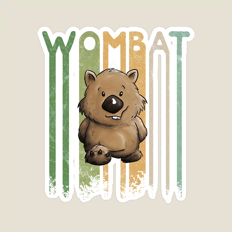 Funky Retro Style Cute Cartoon Wombat Sticker